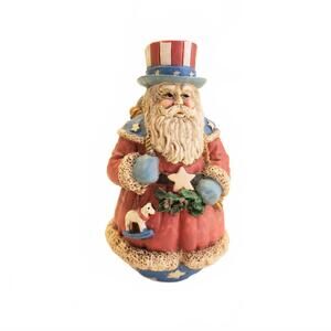 Midwest Primitive Uncle Sam Santa Claus Resin Figurine Americana Folk Christmas
